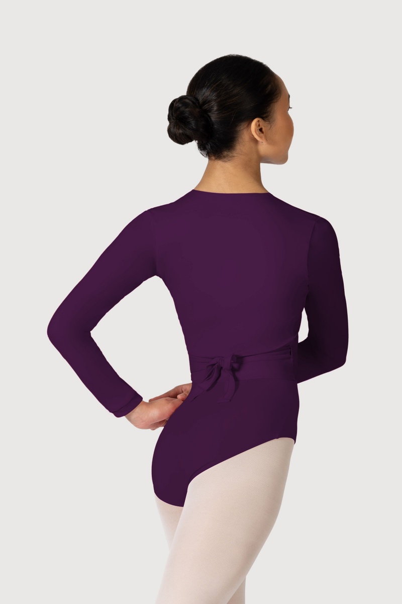 Top Bloch Overture Crossover Long Sleeve Wrap Donna Plum | ITJKU39116