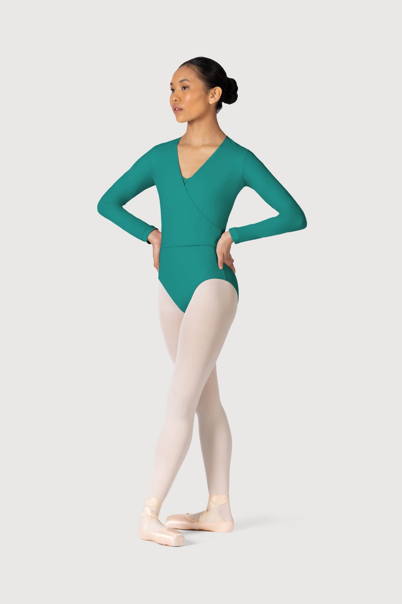 Top Bloch Overture Crossover Long Sleeve Wrap Donna Jade | GITUC30376