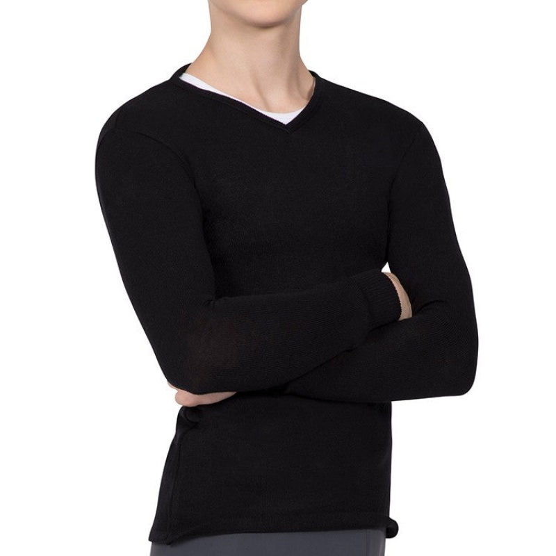 Top Bloch Vancouver V Neck Long Sleeve Lavorato A Maglia Uomo Nere | QITUV91655