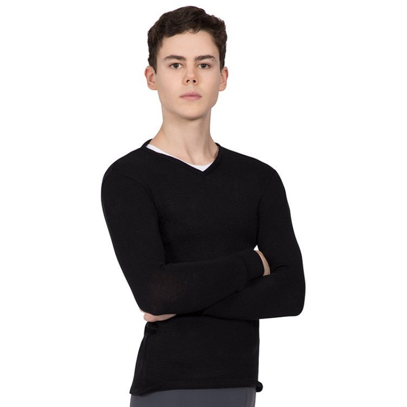 Top Bloch Vancouver V Neck Long Sleeve Lavorato A Maglia Uomo Nere | QITUV91655