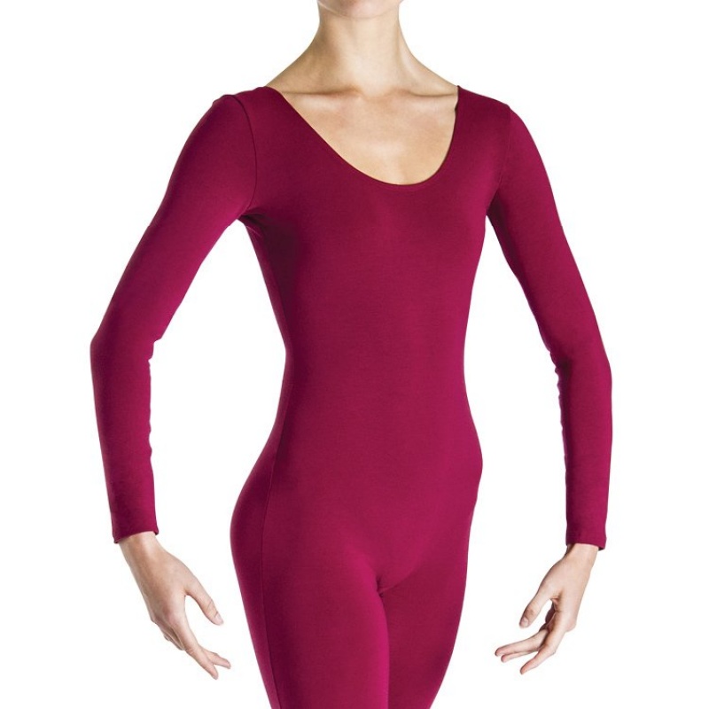 Unitard Bloch Eugene Long Sleeve Scoop Donna Bordeaux | ITXBR18265