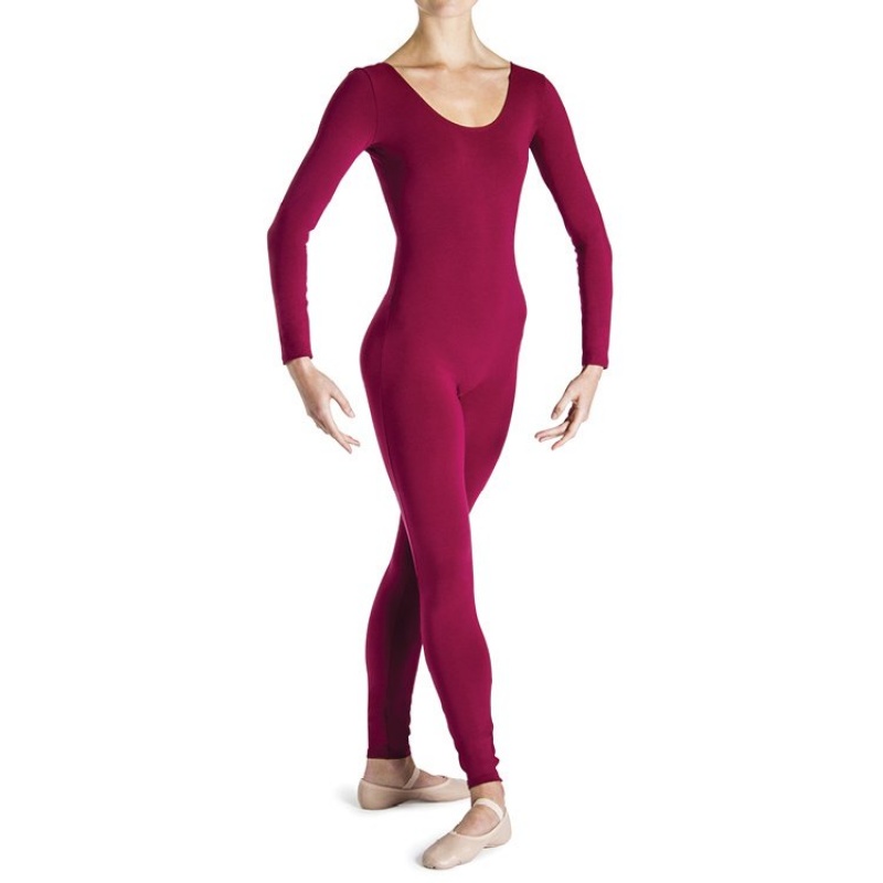 Unitard Bloch Eugene Long Sleeve Scoop Donna Bordeaux | ITXBR18265