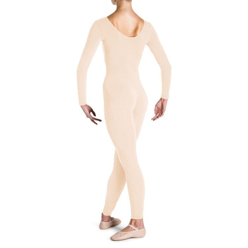 Unitard Bloch Eugene Long Sleeve Scoop Donna Wheat | QITWA62270