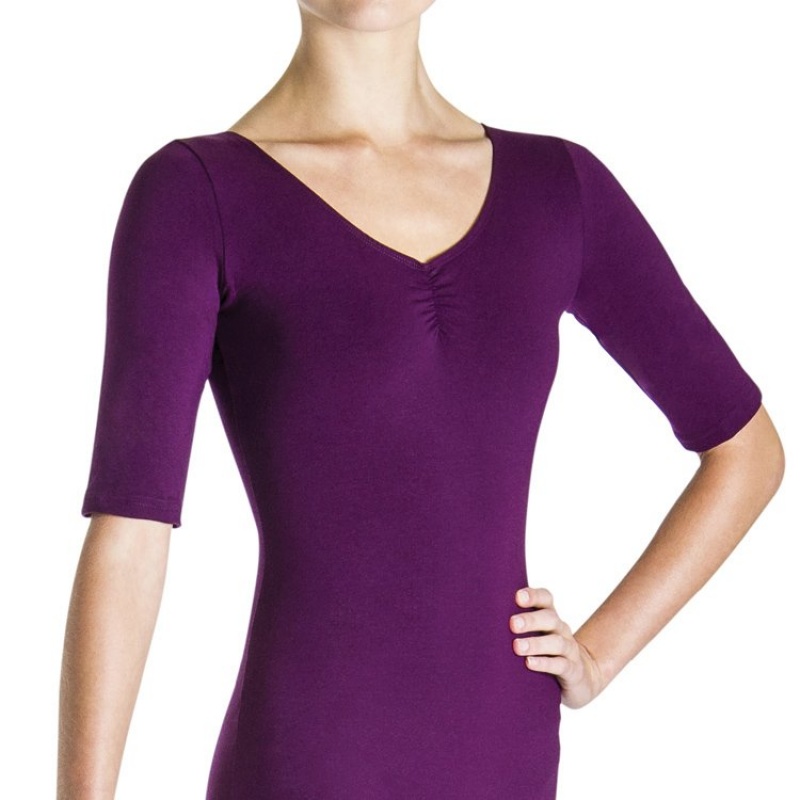 Unitard Bloch Euna ¾ Sleeve Donna Plum | LITTR20950