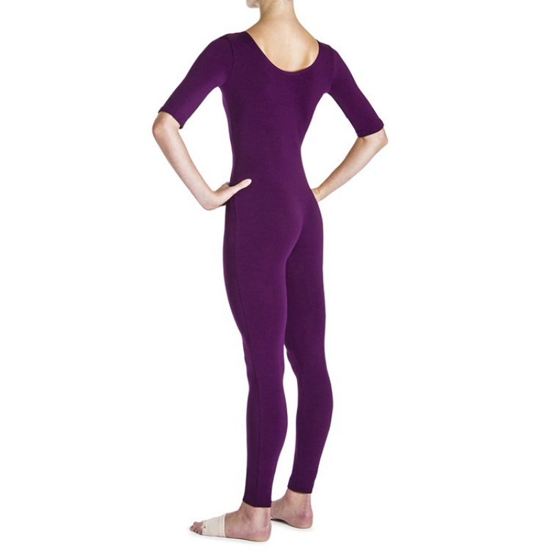 Unitard Bloch Euna ¾ Sleeve Donna Plum | LITTR20950